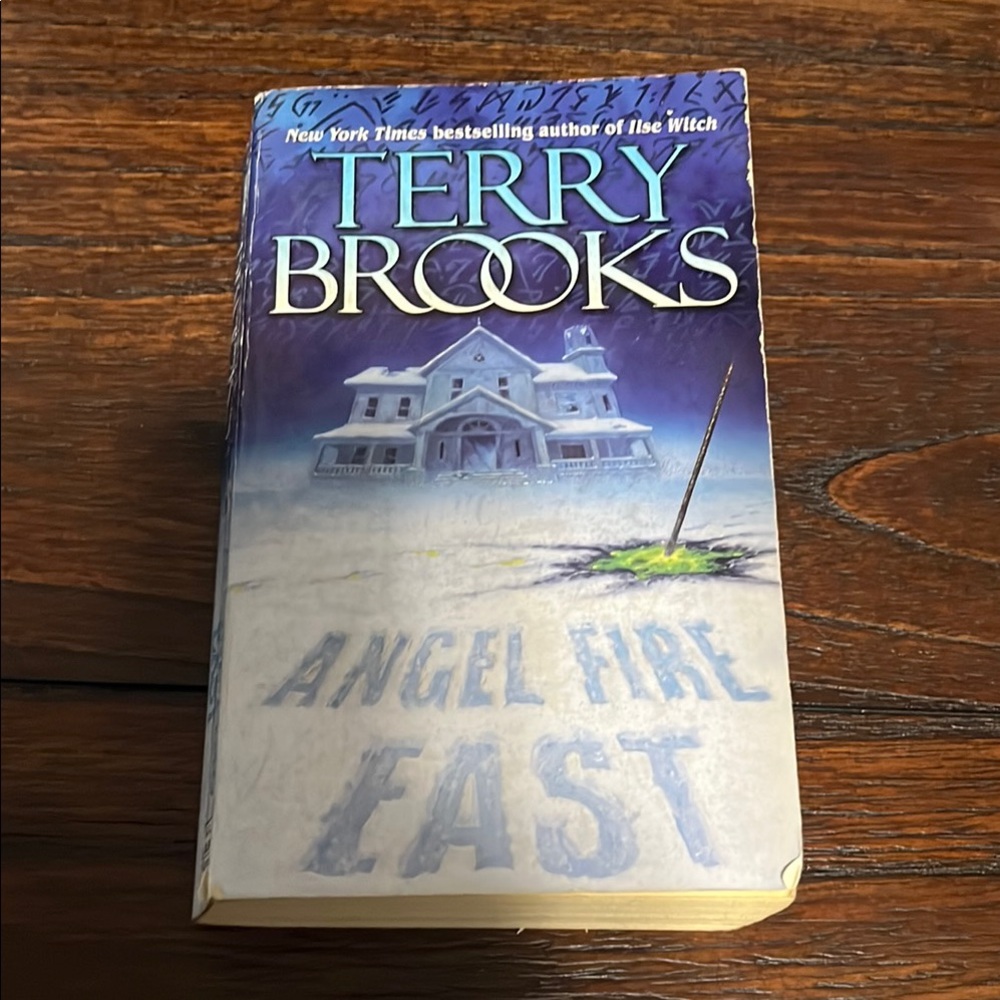 Fantasy Novel 'Angel Fire East' Book Terry Brooks Blue Cover Post-apocalyptic